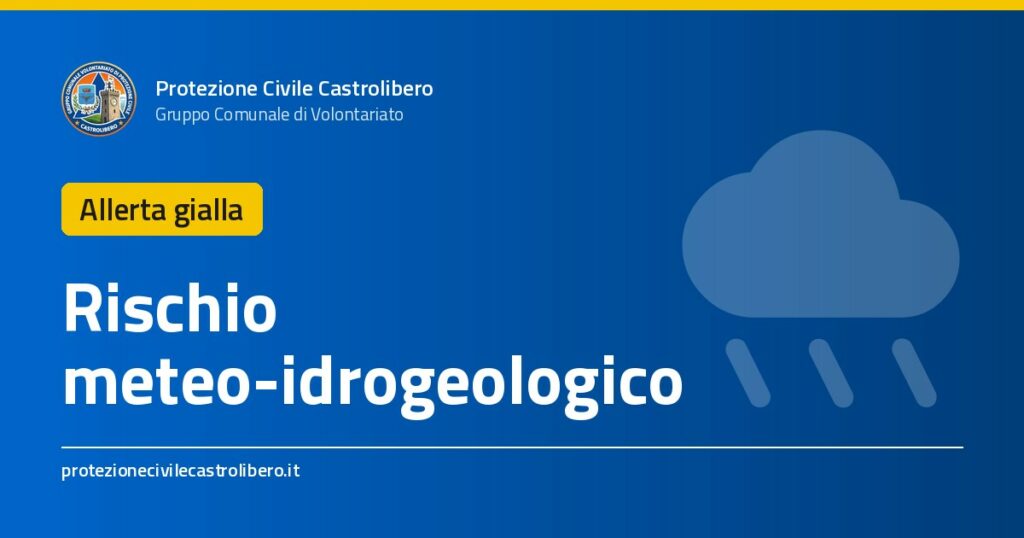 Allerta gialla per rischio idrogeologico – 21 ottobre